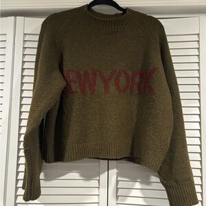 Miou muse Olive Green/brown ‘New York' Crewneck Sweater